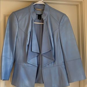 White House Black Market Baby Blue Leather Jacket